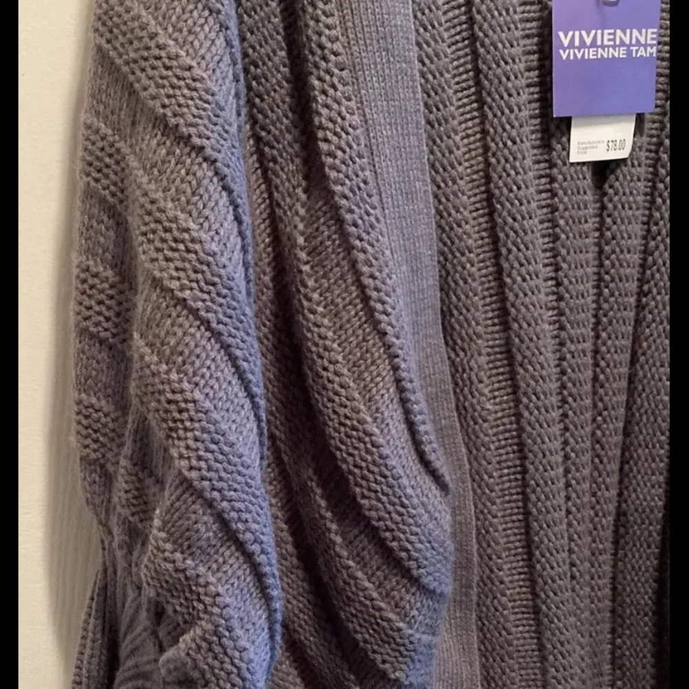 Women’s Gray Cable Knit Cardigan with Dolman Sleeve Size XS